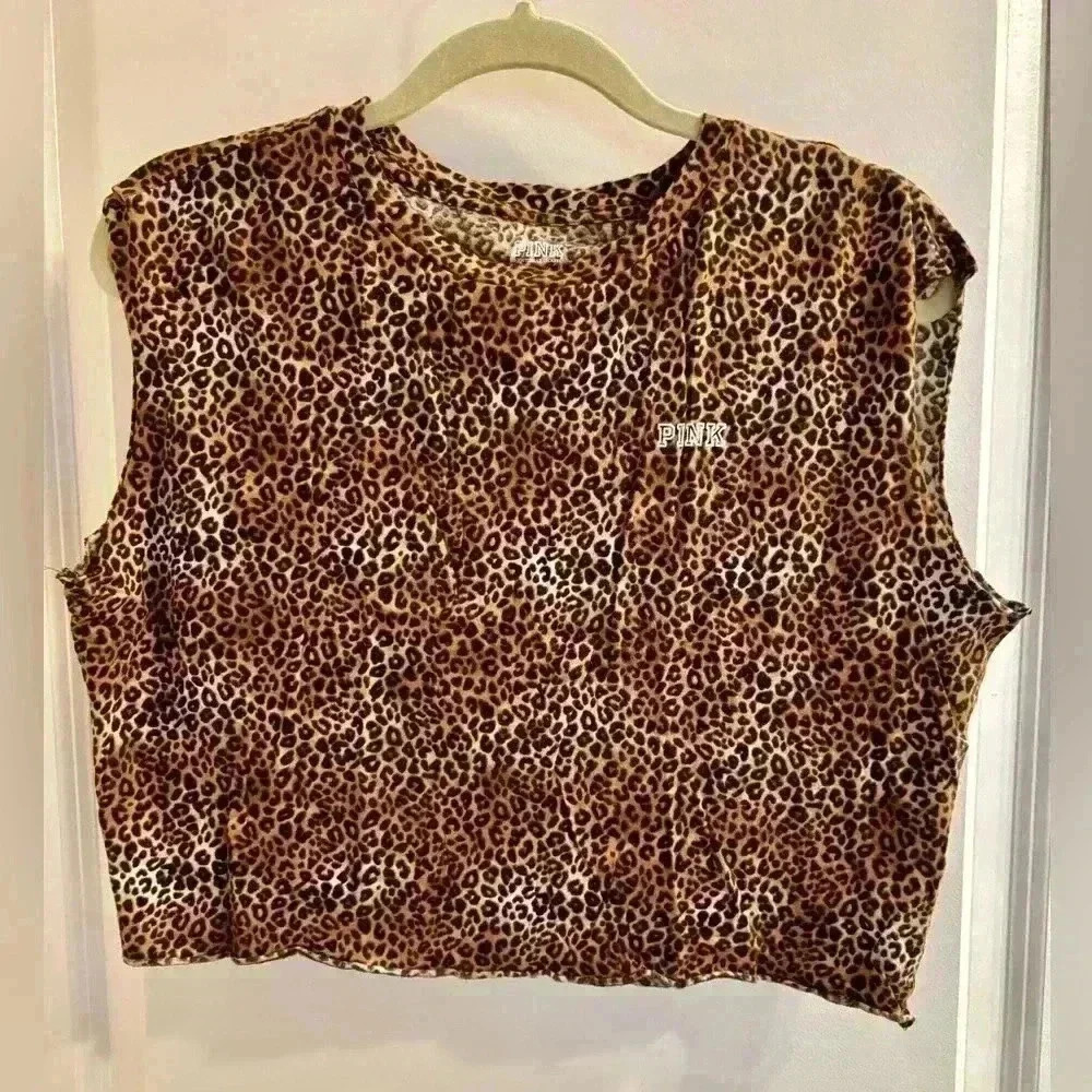 Victoria’s Secret PINK Leopard Print Sleeveless Crop Top Women’s Size XS